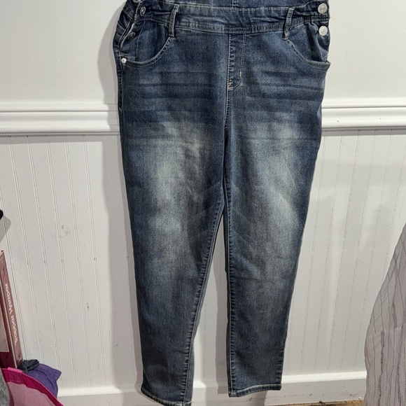 Wallflower Blue Denim Overalls crisscross back adjustale XL stretch - Picture 6 of 6